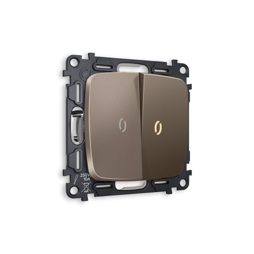 MO634030 Комплект механизма 2-кл проходного выключателя с подсветкой 3200K OMEGA Темная бронза матовый QUANT (OP6340, VM120, G22Y)