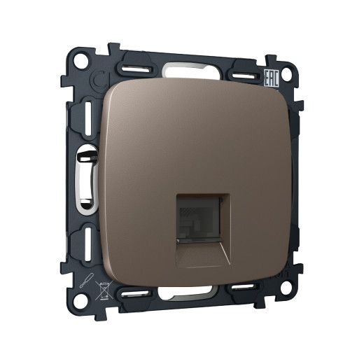 MO642005 Комплект мех-ма компьютерной розетки RJ-45 экранированной с автоматической защитной шторкой OMEGA Темная бронза матовый QUANT (OP6420, VM185)