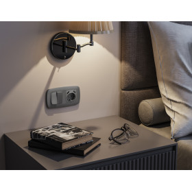 MO653030 Комплект механизма 2-клавишного перекрестного выключателя 10A-250V OMEGA Антрацит серый QUANT (OP6530, VM125)