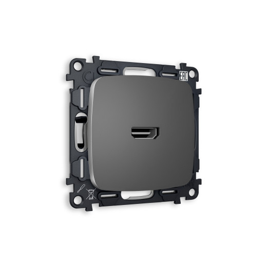 MO664010 Комплект механизма розетки HDMI 2.0 OMEGA Антрацит серый 40V/500mA 2.0GHz 5-18Gbit/s QUANT (OP6640, VM222)