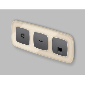 MO662005 Комплект механизма компьютерной розетки RJ-45 экранированной с автоматической защитной шторкой OMEGA Антрацит серый QUANT (OP6620, VM185)