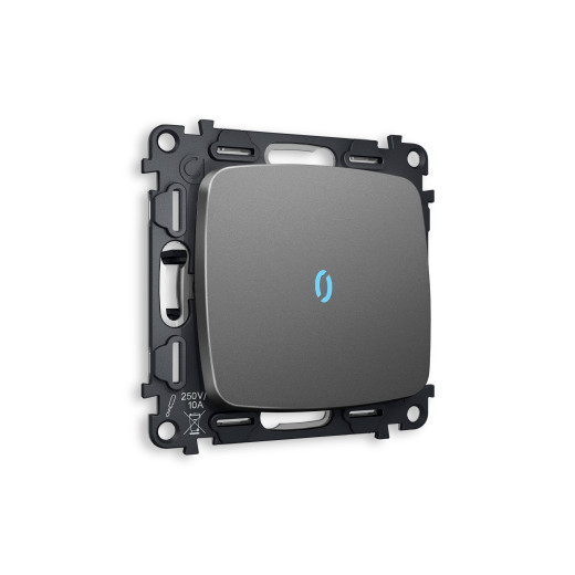 MO652020 Комплект механизма 1-кл выключателя с подсветкой 10000K OMEGA Антрацит серый QUANT (OP6520, VM101, G17B)