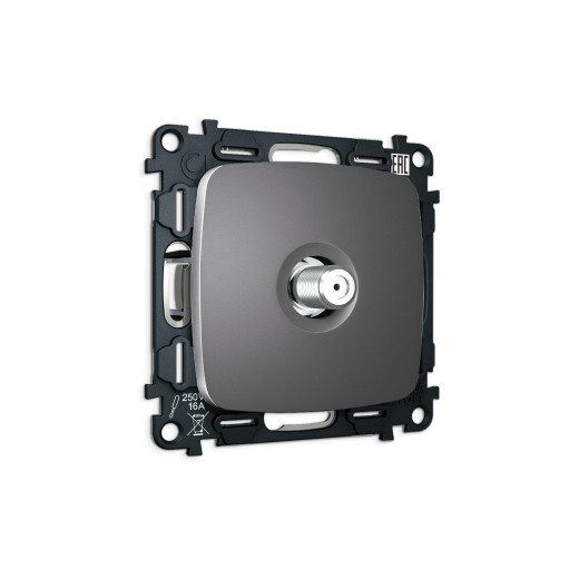 MO663050 Комплект механизма TV розетки SAT 5-2400MHz 3.5dB OMEGA Антрацит серый QUANT (OP6630, VM215)