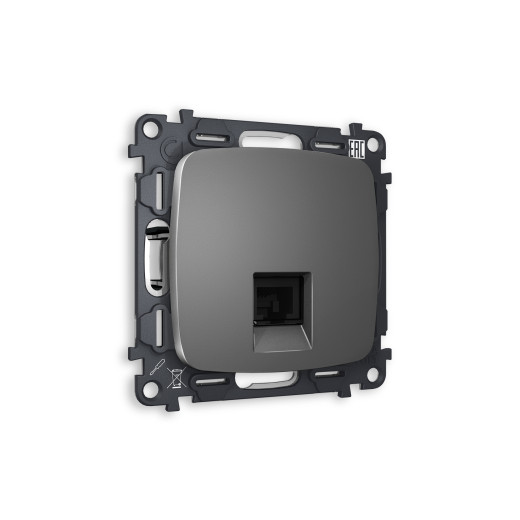 MO662010 Комплект механизма компьютерной розетки OMEGA Антрацит серый RJ-45(8P8C) CAT6 с шторкой QUANT (OP6620, VM188)