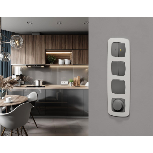 MO653030 Комплект механизма 2-клавишного перекрестного выключателя 10A-250V OMEGA Антрацит серый QUANT (OP6530, VM125)