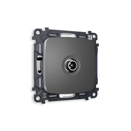 MO663010 Комплект механизма TV розетки оконечной OMEGA Антрацит серый 50-870 MHz 1dB QUANT (OP6630, VM202)