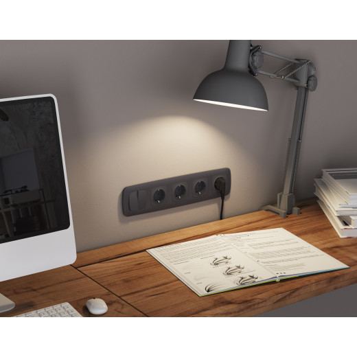 MO903030 Комплект механизм 2-клавишного перекрестного выключателя 10A-250V OMEGA Графит Мягкое касание QUANT (OP9030, VM125)