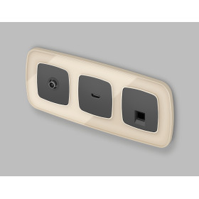 MO912005 Комплект мех-ма компьютерной розетки RJ-45 экранированной с автоматической защитной шторкой OMEGA Графит Мягкое касание QUANT (OP9120, VM185)