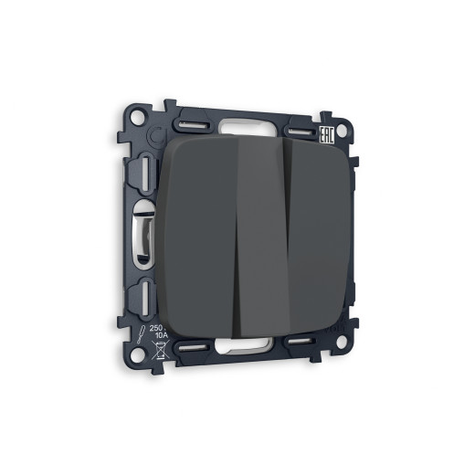 MO905010 Комплект механизма 3-кл выключателя OMEGA Графит мягкое касание 10A-250V QUANT (OP9050, VM133)