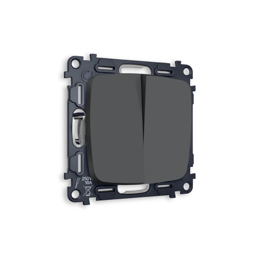 MO903020 Комплект механизма 2-кл проходного выключателя OMEGA Графит мягкое касание QUANT (OP9030, VM120)