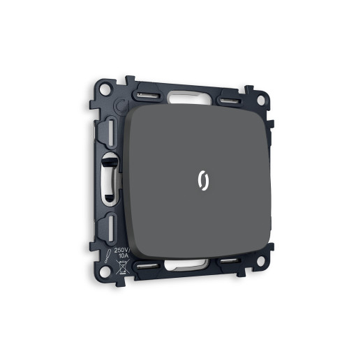 MO902035 Комплект механизма 1-кл проходного выключателя с подсветкой 5600K OMEGA Графит мягкое касание QUANT (OP9020, VM105, G25W)