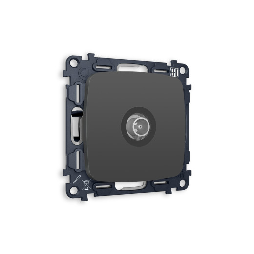 MO913010 Комплект механизма TV розетки оконечной OMEGA Графит мягкое касание 50-870 MHz 1dB QUANT (OP9130, VM202)