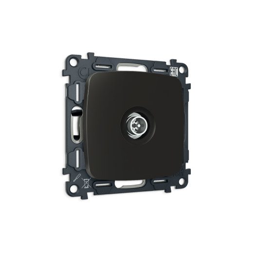 MO813005 Комплект механизма TV розетки оконечной экранированной 5-1000MHz 3dB OMEGA Черный матовый QUANT (OP8130, VM199)