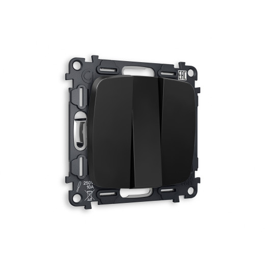 MO805010 Комплект механизма 3-кл выключателя OMEGA Черный матовый 10A-250V QUANT (OP8050, VM133)