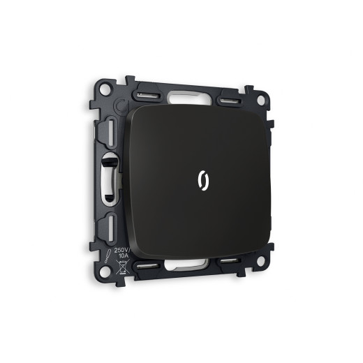 MO802015 Комплект механизма 1-кл выключателя с подсветкой 5600K OMEGA Черный матовый QUANT (OP8020, VM101, G14W)