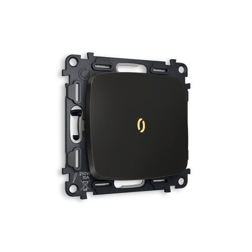 MO802030 Комплект механизма 1-кл проходного выключателя с подсветкой 3200K OMEGA Черный матовый QUANT (OP8020, VM105, G22Y)