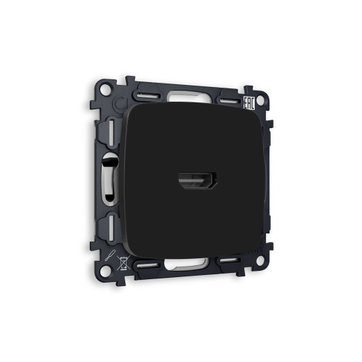 MO814010 Комплект механизма розетки HDMI 2.0 OMEGA Черный матовый 40V/500mA 2.0GHz 5-18Gbit/s QUANT (OP8140, VM222)