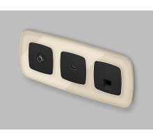 MO812005 Комплект механизма компьютерной розетки RJ-45 экранированной с автоматической защитной шторкой OMEGA Черный матовый QUANT (OP8120, VM185)