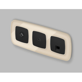 MO812005 Комплект механизма компьютерной розетки RJ-45 экранированной с автоматической защитной шторкой OMEGA Черный матовый QUANT (OP8120, VM185)