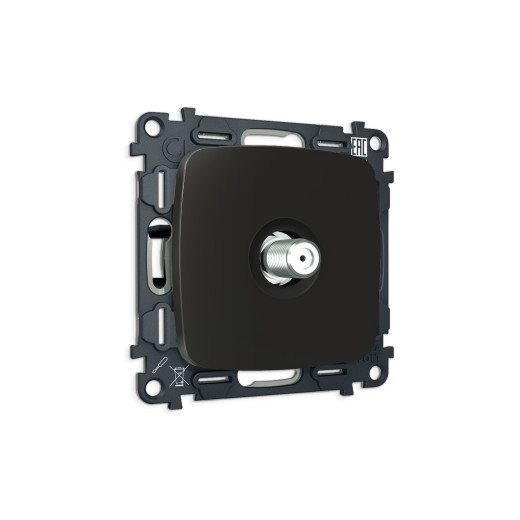 MO813050 Комплект механизма TV розетки SAT 5-2400MHz 3.5dB OMEGA Черный матовый QUANT (OP8130, VM215)