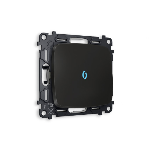 MO802020 Комплект механизма 1-кл выключателя с подсветкой 10000K OMEGA Черный матовый QUANT (OP8020, VM101, G17B)