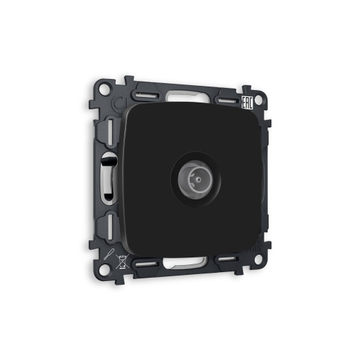 MO813010 Комплект механизма TV розетки оконечной OMEGA Черный матовый 50-870 MHz 1dB QUANT (OP8130, VM202)