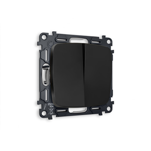 MO803010 Комплект механизма 2-кл выключателя OMEGA Черный матовый QUANT (OP8030, VM115)