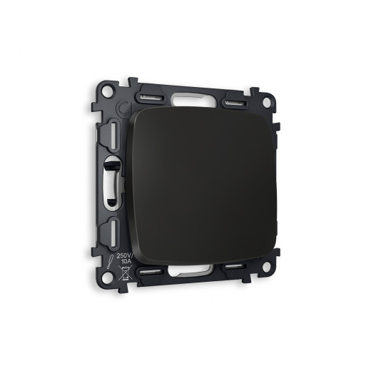 MO801020 Комплект механизма 1-кл проходного выключателя OMEGA Черный матовый QUANT (OP8010, VM105)