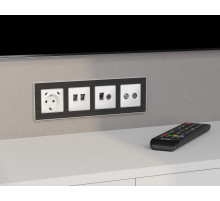 MA132510 Комплект механизма розетки компьютерной + TV оконечной RJ-45 с автоматической защитной шторкой ALFA Белый матовый QUANT (AP1325, VM195)