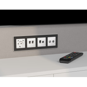 MA132510 Комплект механизма розетки компьютерной + TV оконечной RJ-45 с автоматической защитной шторкой ALFA Белый матовый QUANT (AP1325, VM195)