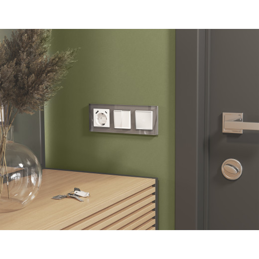 MA123030 Комплект механизма 2-клавишного перекрестного выключателя 10A-250V ALFA Белый матовый QUANT (AP1230, VM125)