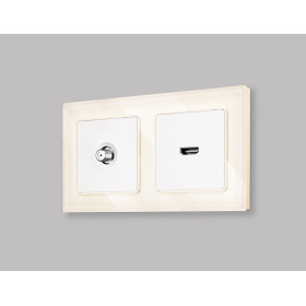 MA133050 Комплект механизма TV розетки SAT 5-2400MHz 3.5dB ALFA Белый матовый QUANT (AP1330, VM215)