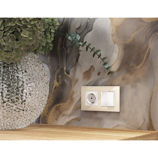 MA123030 Комплект механизма 2-клавишного перекрестного выключателя 10A-250V ALFA Белый матовый QUANT (AP1230, VM125)