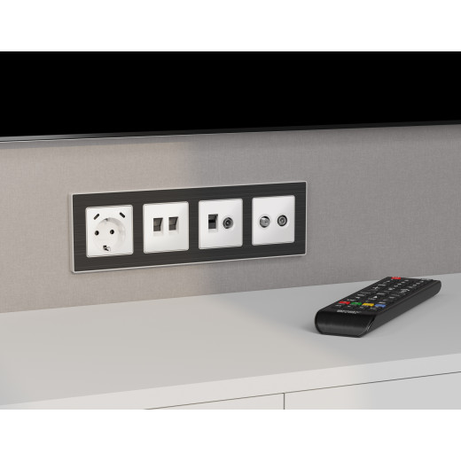 MA130510 Комплект механизма электрической розетки 2USB С+C 20W с/з на винтовых зажимах 16A-250V ALFA Белый матовый QUANT (AP1305, VM165)