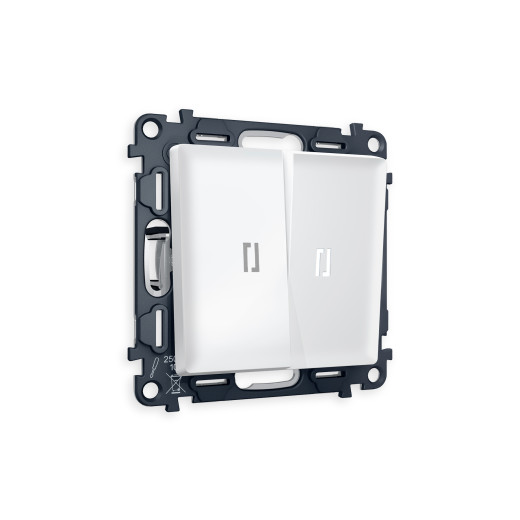 MA124015 Комплект механизма 2-кл выключателя с подсветкой 5600K ALFA Белый матовый QUANT (AP1240, VM115, G14W)