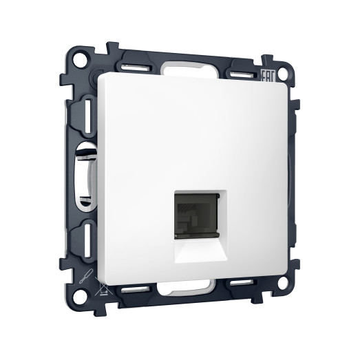 MA132005 Комплект механизма компьютерной розетки RJ-45 экранированной с автоматической защитной шторкой ALFA Белый матовый QUANT (AP1320, VM185)