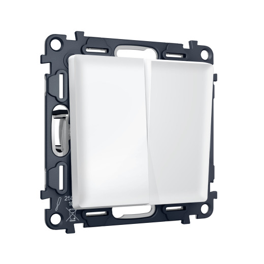 MA123030 Комплект механизма 2-клавишного перекрестного выключателя 10A-250V ALFA Белый матовый QUANT (AP1230, VM125)