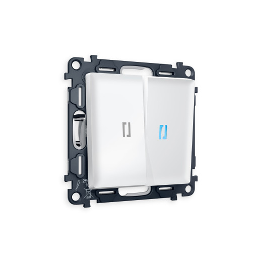 MA124040 Комплект механизма 2-кл проходного выключателя с подсветкой 10000K ALFA Белый матовый QUANT (AP1240, VM120, G29B)