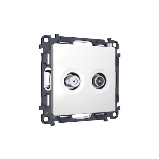 MA133310 Комплект механизма розетки TV оконечной + SAT 5-862MHz 3.5dB/950-2150MHz 3.5dB ALFA Белый матовый QUANT (AP1333, VM217)