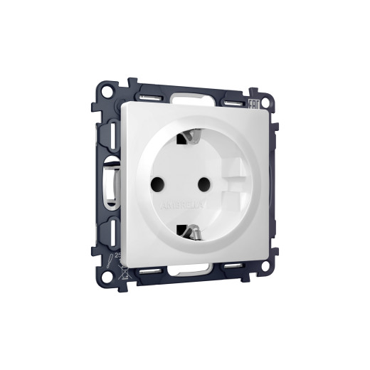 MA127010 Комплект механизма электрической розетки ALFA Белый матовый с/з с шторками QUANT (AP1270, VM141)