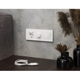 MA130510 Комплект механизма электрической розетки 2USB С+C 20W с/з на винтовых зажимах 16A-250V ALFA Белый матовый QUANT (AP1305, VM165)