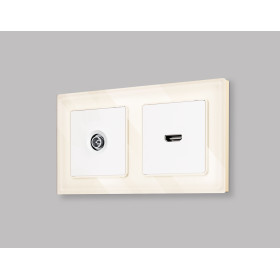 MA133005 Комплект механизма TV розетки оконечной экранированной 5-1000MHz 3dB ALFA Белый матовый QUANT (AP1330, VM199)