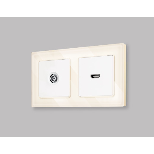 MA133005 Комплект механизма TV розетки оконечной экранированной 5-1000MHz 3dB ALFA Белый матовый QUANT (AP1330, VM199)