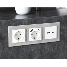 MA129010 Комплект механизма электрической розетки ALFA Белый матовый 2USB A+A 18W (быстрая зарядка) с/з QUANT (AP1290, VM155)