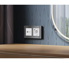 MA131010 Комплект механизма розетки ALFA Белый матовый 2USB A+C 20W (быстрая зарядка) QUANT (AP1310, VM177)