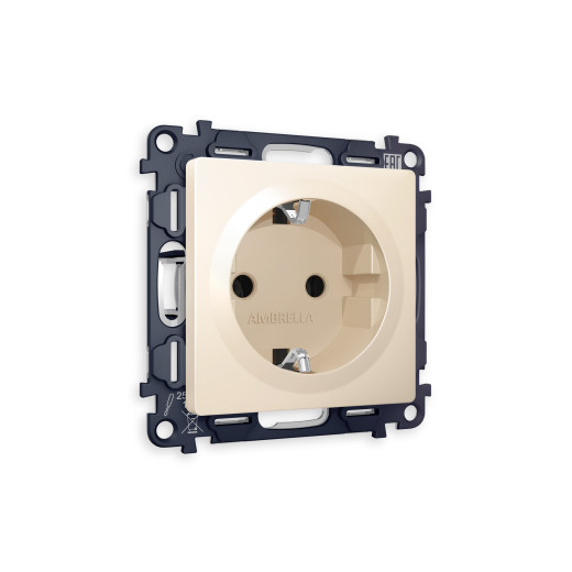 MA327010 Комплект механизма электрической розетки ALFA Бежевый матовый с/з с шторками QUANT (AP3270, VM141)