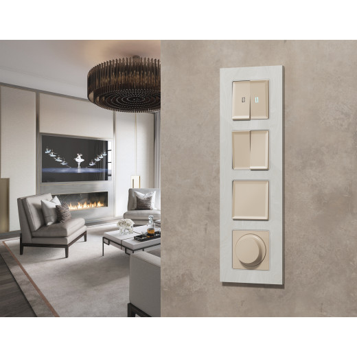 MA323030 Комплект механизма 2-клавишного перекрестного выключателя 10A-250V ALFA Бежевый матовый QUANT (AP3230, VM125)