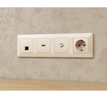 MA333050 Комплект механизма TV розетки SAT 5-2400MHz 3.5dB ALFA Бежевый матовый QUANT (AP3330, VM215)