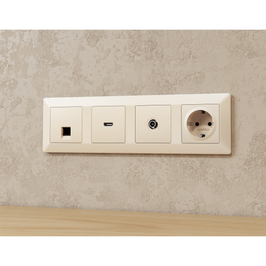 MA333010 Комплект механизма TV розетки оконечной ALFA Бежевый матовый 50-870 MHz 1dB QUANT (AP3330, VM202)