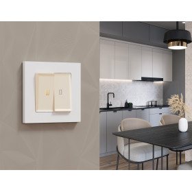 MA324030 Комплект механизма 2-кл проходного выключателя с подсветкой 3200K ALFA Бежевый матовый QUANT (AP3240, VM120, G22Y)